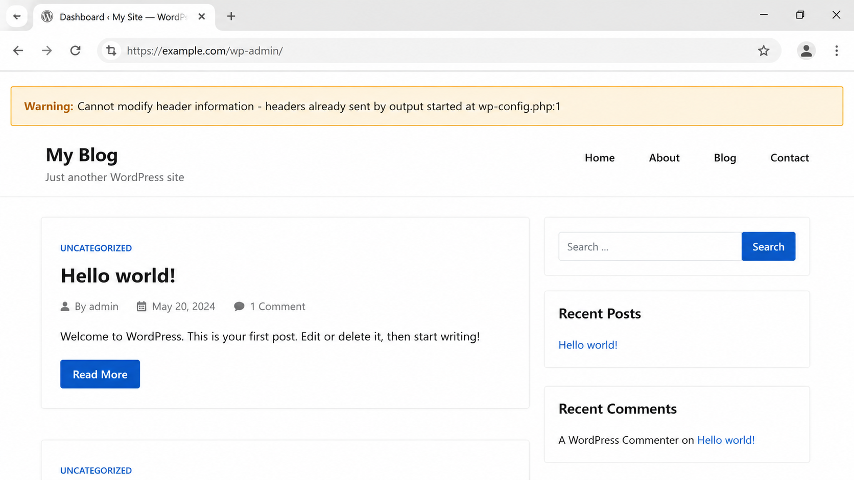 PHP warning headers already sent error in WordPress causing JSON.parse unexpected character at line 1 column 1 error